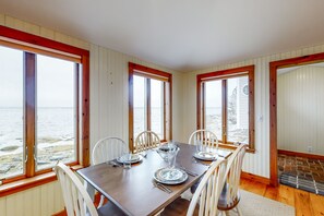 Dining - Waterfront home and studio combination with fast WiFi, deck, & two kitchens (Surry)