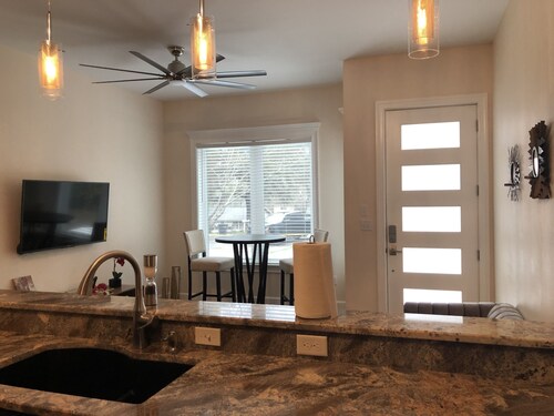 Newly constructed modern home with luxurious rooftop patio