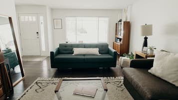 Smart TV, fireplace, foosball, table tennis