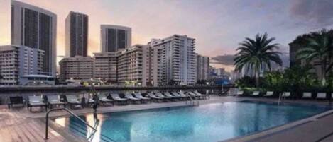 Outdoor pool, a heated pool