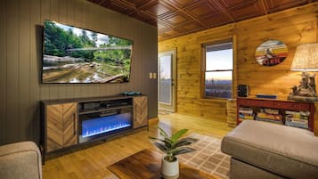 Smart TV, chimenea, videojuegos y reproductor de DVD