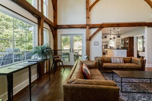 Smart TV, fireplace, video games, foosball