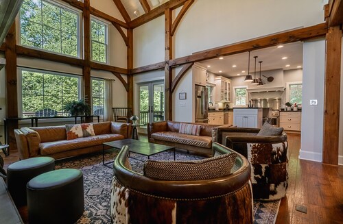 Timber Ridge Falls | Luxurious, Timber Frame Lodge | Hot Tub and Waterfall