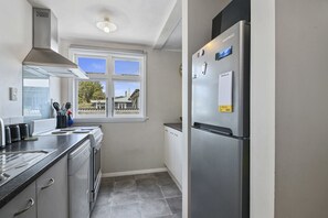 Fridge, microwave, dishwasher, toaster