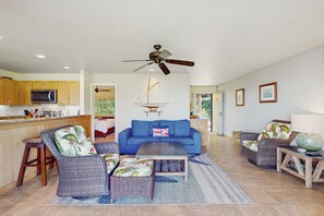 TV, DVD player, books, offices