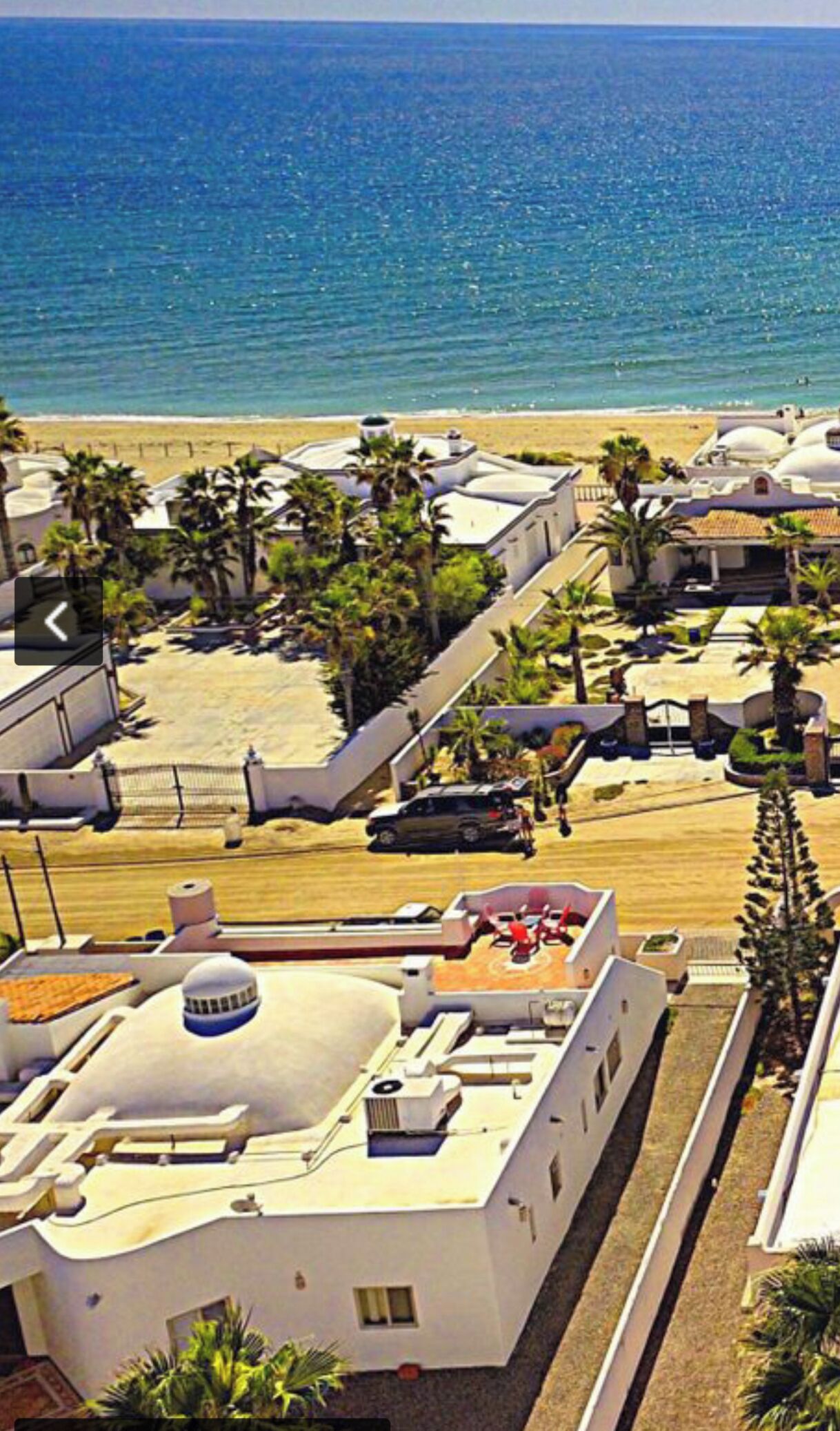 On the beach, sun loungers