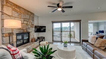 Smart TV, fireplace, offices, computer monitors