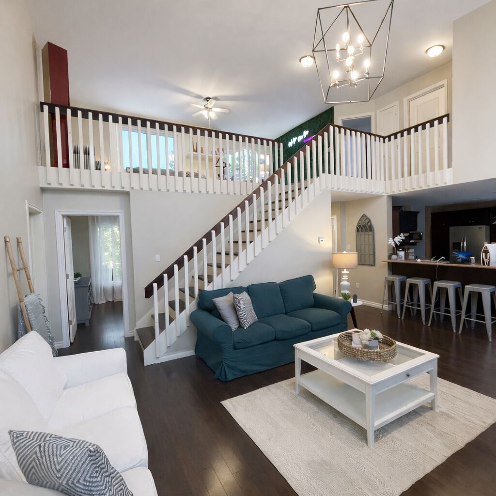 Smart TV, fireplace, video games, table football