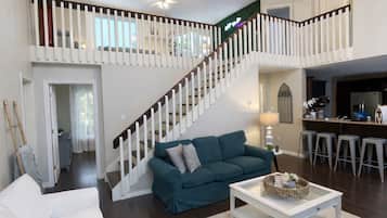 Smart TV, fireplace, video games, table football