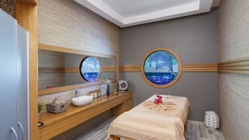 Sauna, steam room, facials, massages