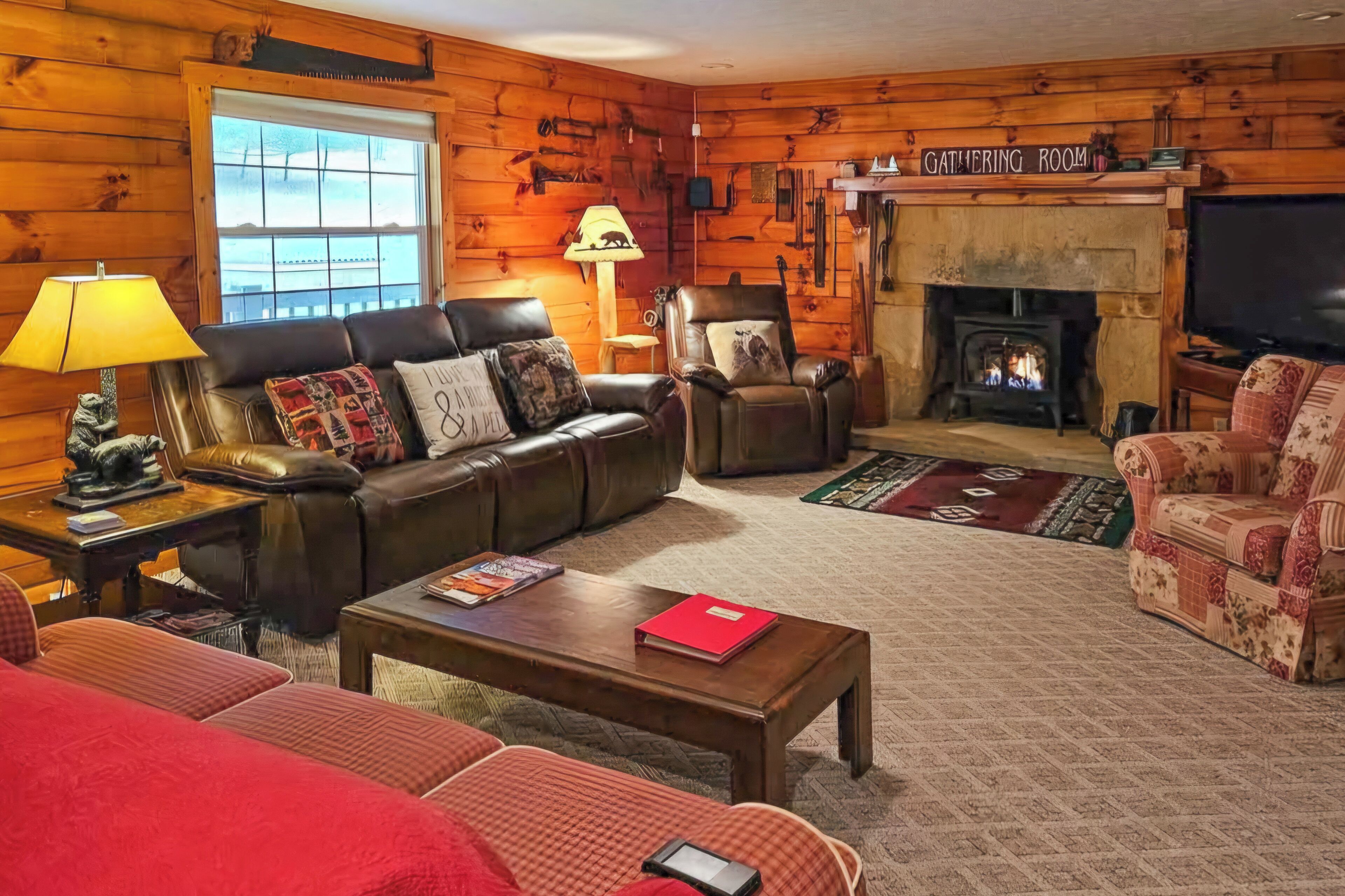 TV, fireplace