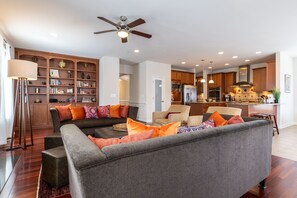 Smart TV, fireplace, video games, books