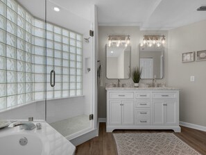 Hair dryer, soap, toilet paper
