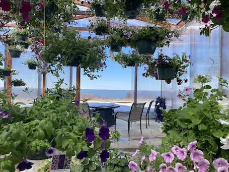 Outdoor dining. Private Cozy Cabin with Amazing Inlet Views