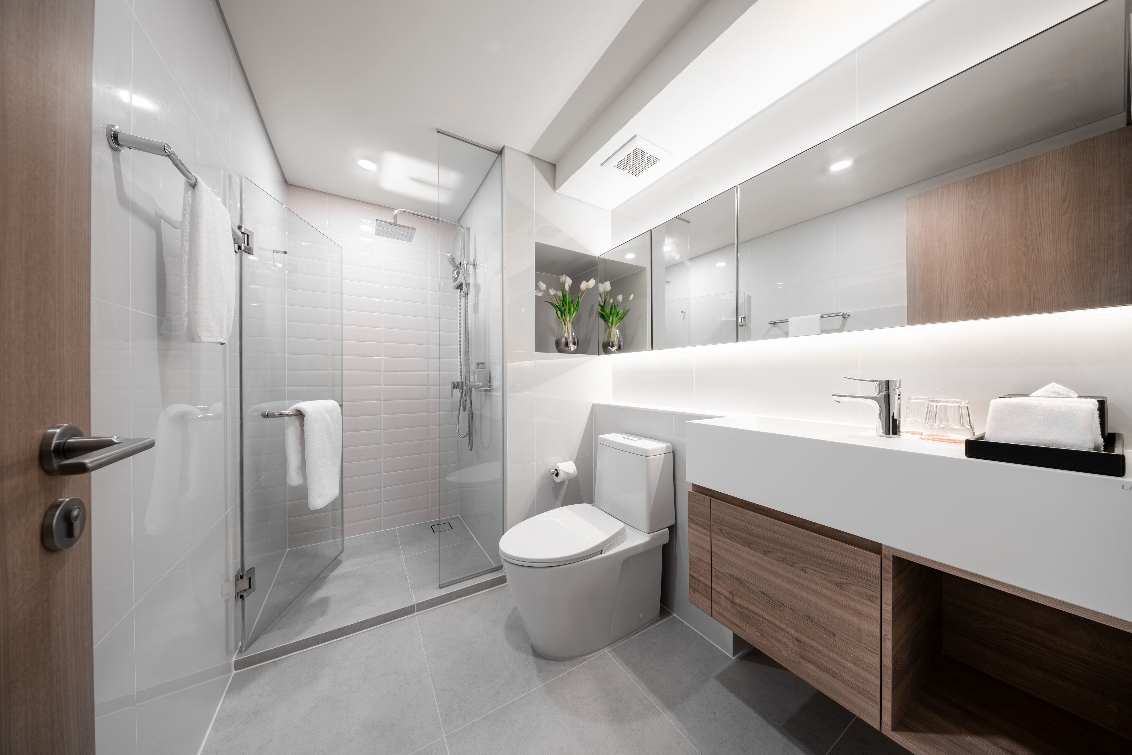 shower, free toiletries, hair dryer, bathrobes