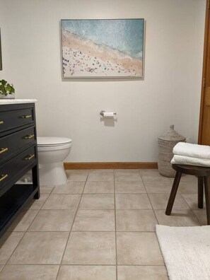 Hair dryer, shampoo, toilet paper