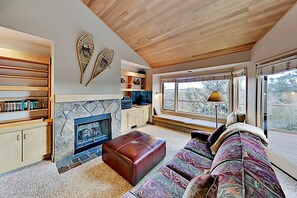 TV, caminetto, lettore DVD, impianto stereo