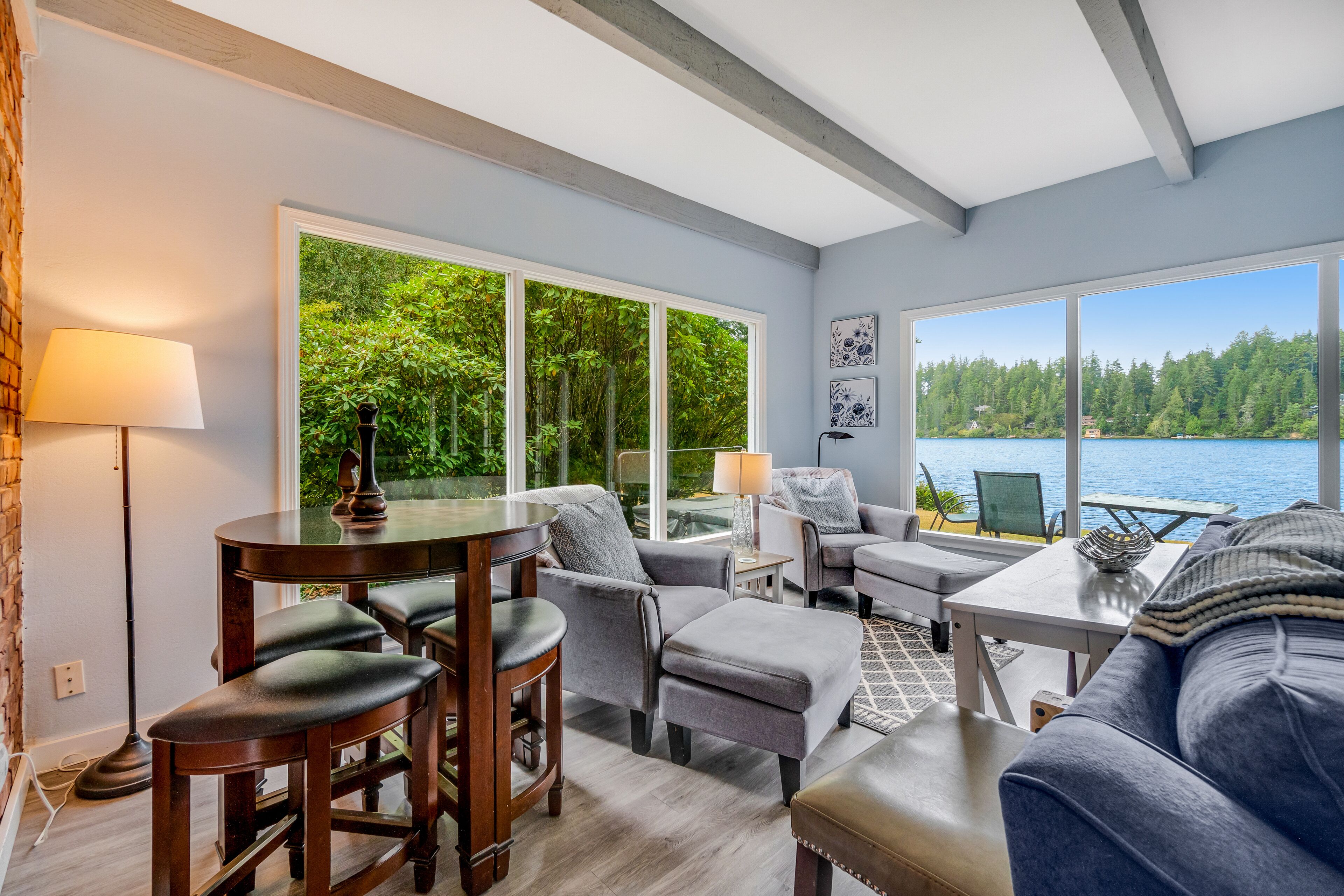 Waterfront retreat with lake views & private hot tub