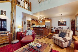 TV, fireplace, DVD player, books