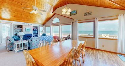 Grand beach home with 2 porches, private pool, hot tub, media room, & ocean view