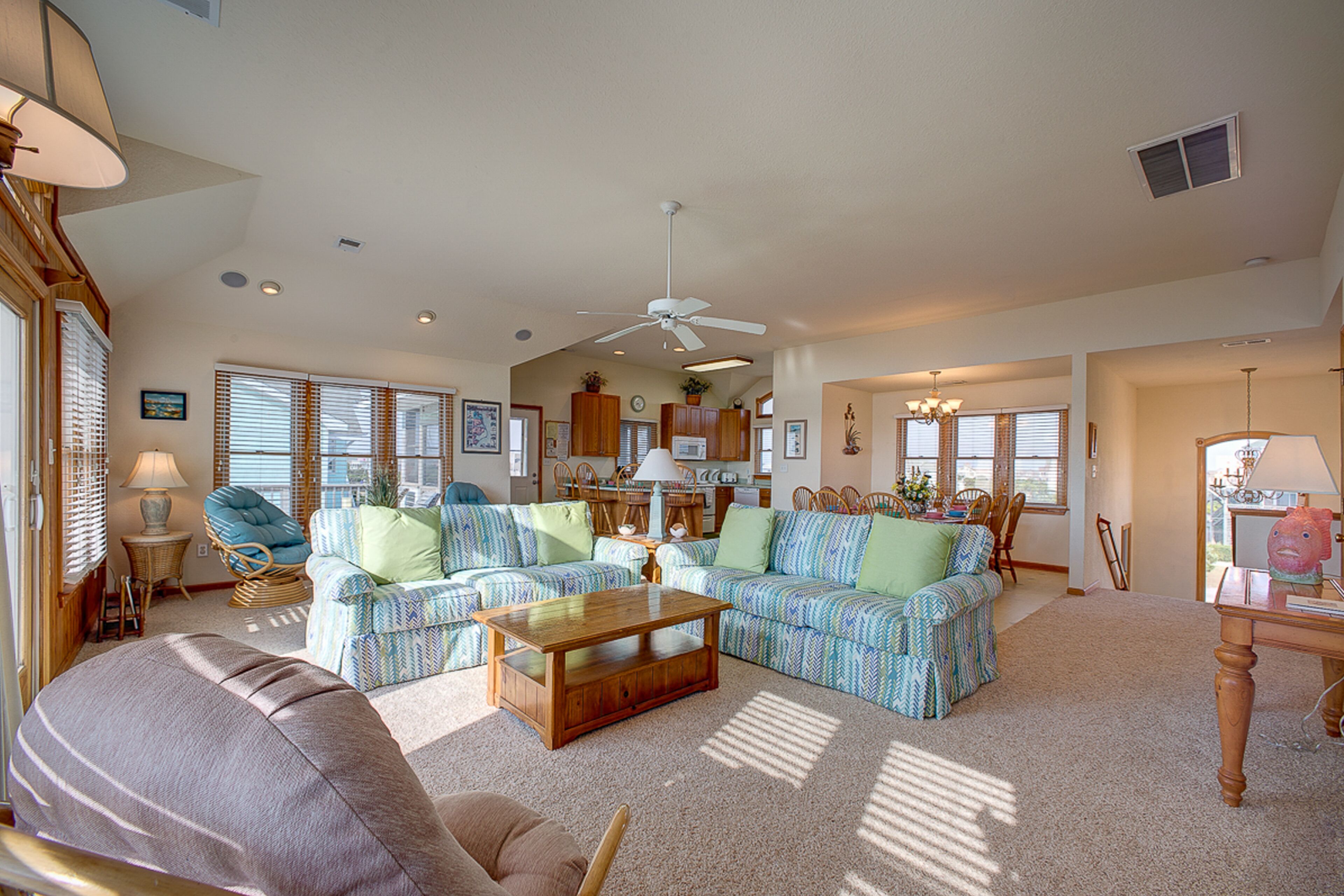 Ocean-view home with private pool, hot tub, fireplace, game room & central AC