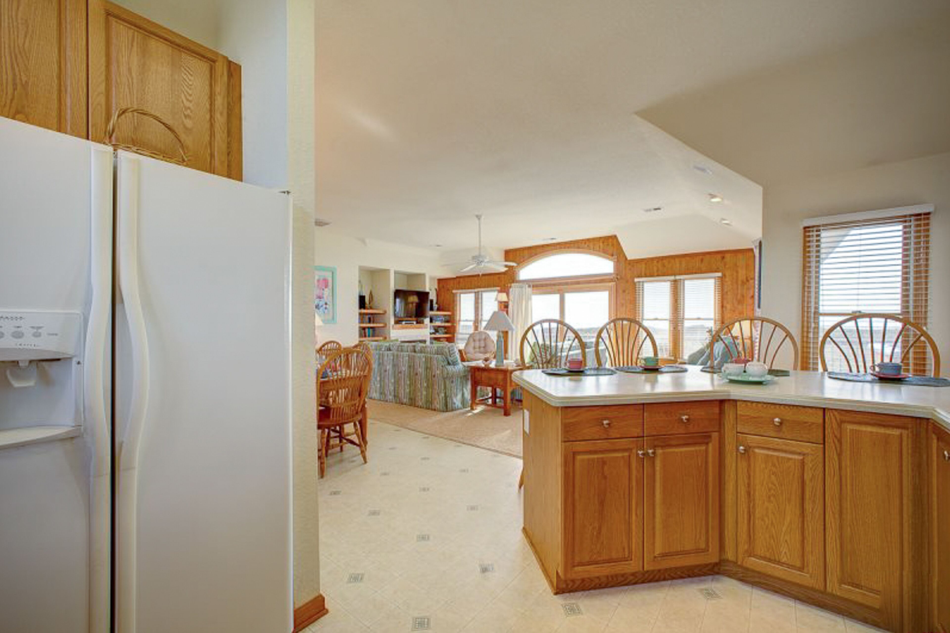 Ocean-view home with private pool, hot tub, fireplace, game room & central AC