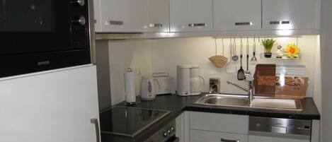 Fridge, microwave, oven, dishwasher