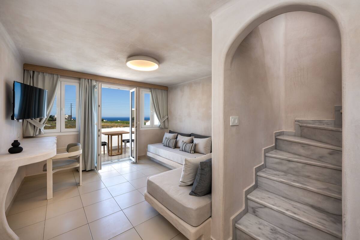 V.I.P. Suite Sea View | Oppholdsområde | En 42-tommers plasma-TV med Parabol-TV samt TV og bøker