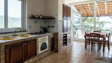 Frigorifero, microonde, forno, piano cottura