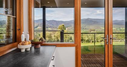The Grove Estate - The pièce de resistance of this property is the view, be it the 360-degree views of the surrounding bush side, valley and the Region’s famous Mt Buffalo or perhaps the view of the spectacular and famous artwork showcased through th