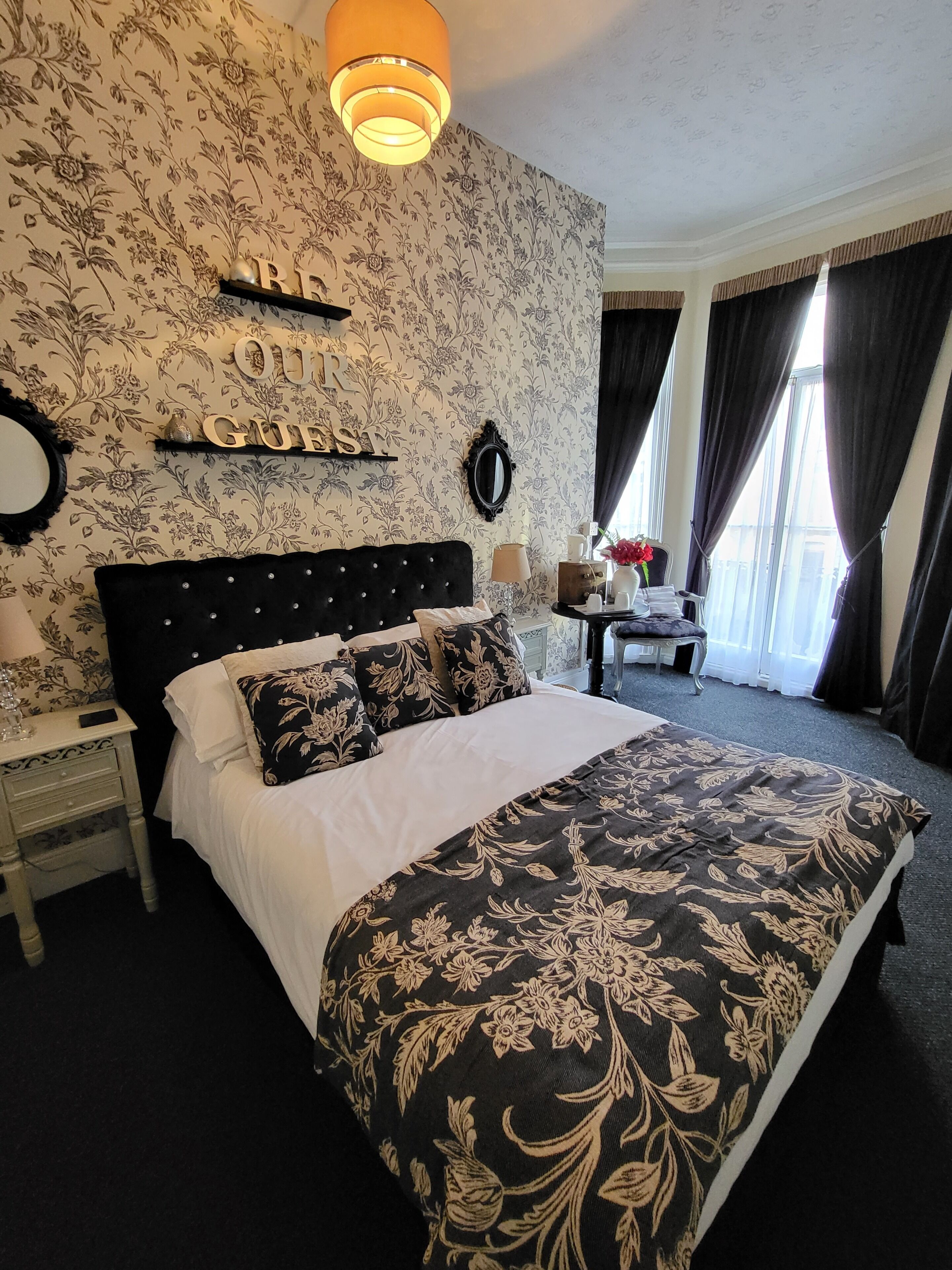 Blackout curtains, iron/ironing board, free WiFi, bed sheets