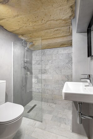 Douche, sèche-cheveux, serviettes fournies, papier toilette