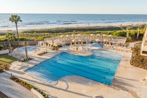 Indoor pool, outdoor pool - Villamare Beachfront 2-bedroom condo minutes from Palmetto Dunes Club (Hilton Head Island)