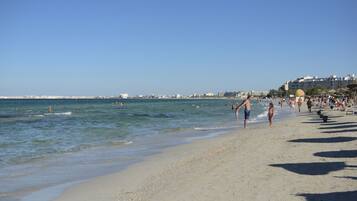 On the beach, white sand, beach bar