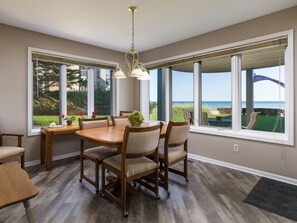 Dining - Water's Edge 1 | Beachfront Condo with Pool, Moments from Downtown (South Haven)