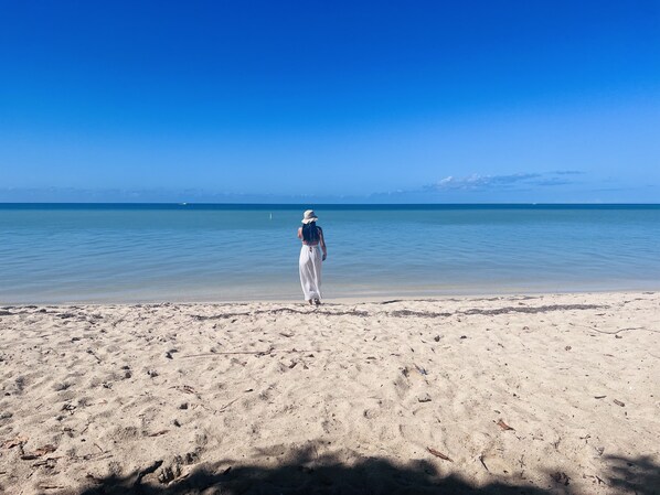 Playa en los alrededores, camastros y toallas de playa 