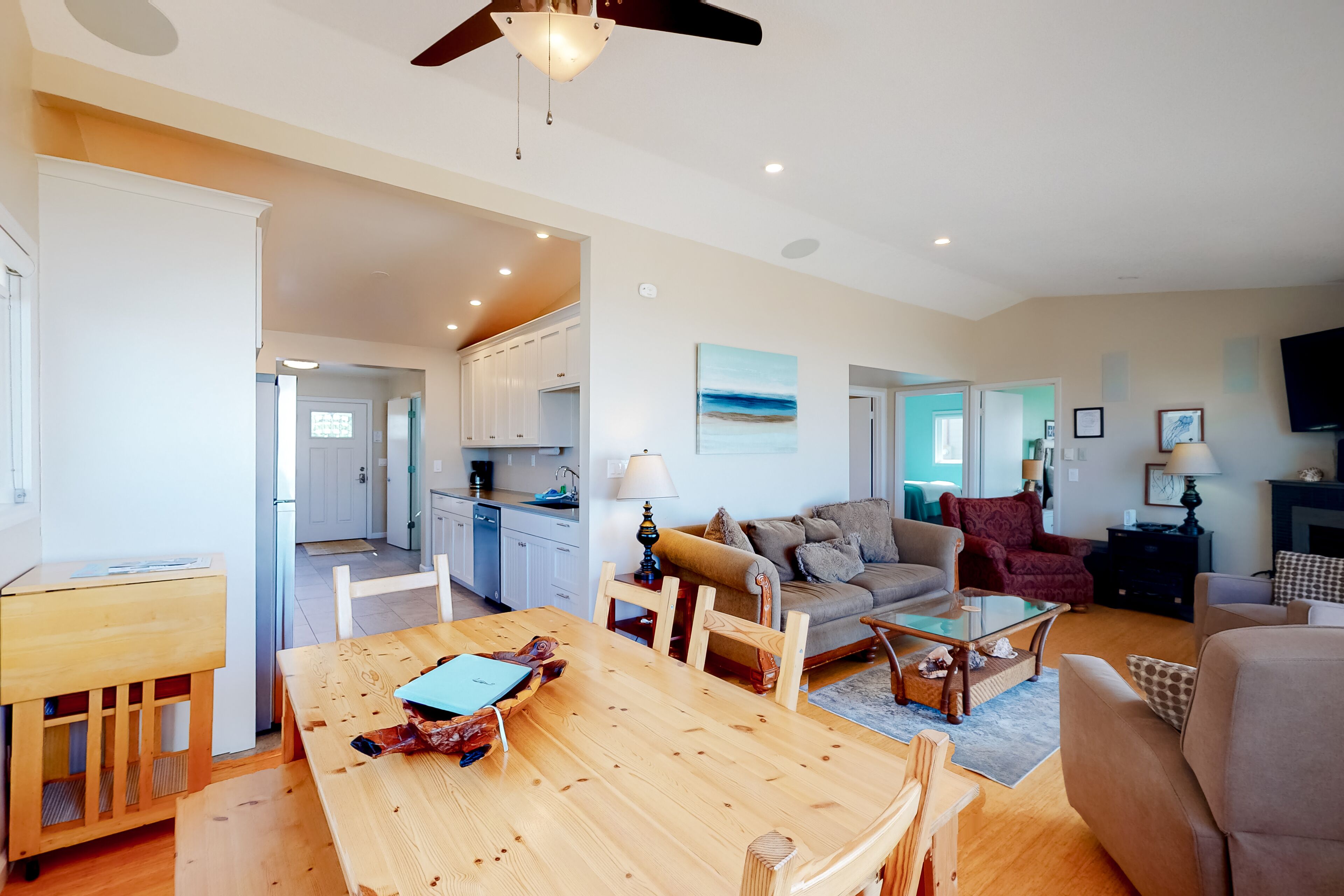 Beachfront home with ocean-facing deck & ocean views throughout - modern kitchen