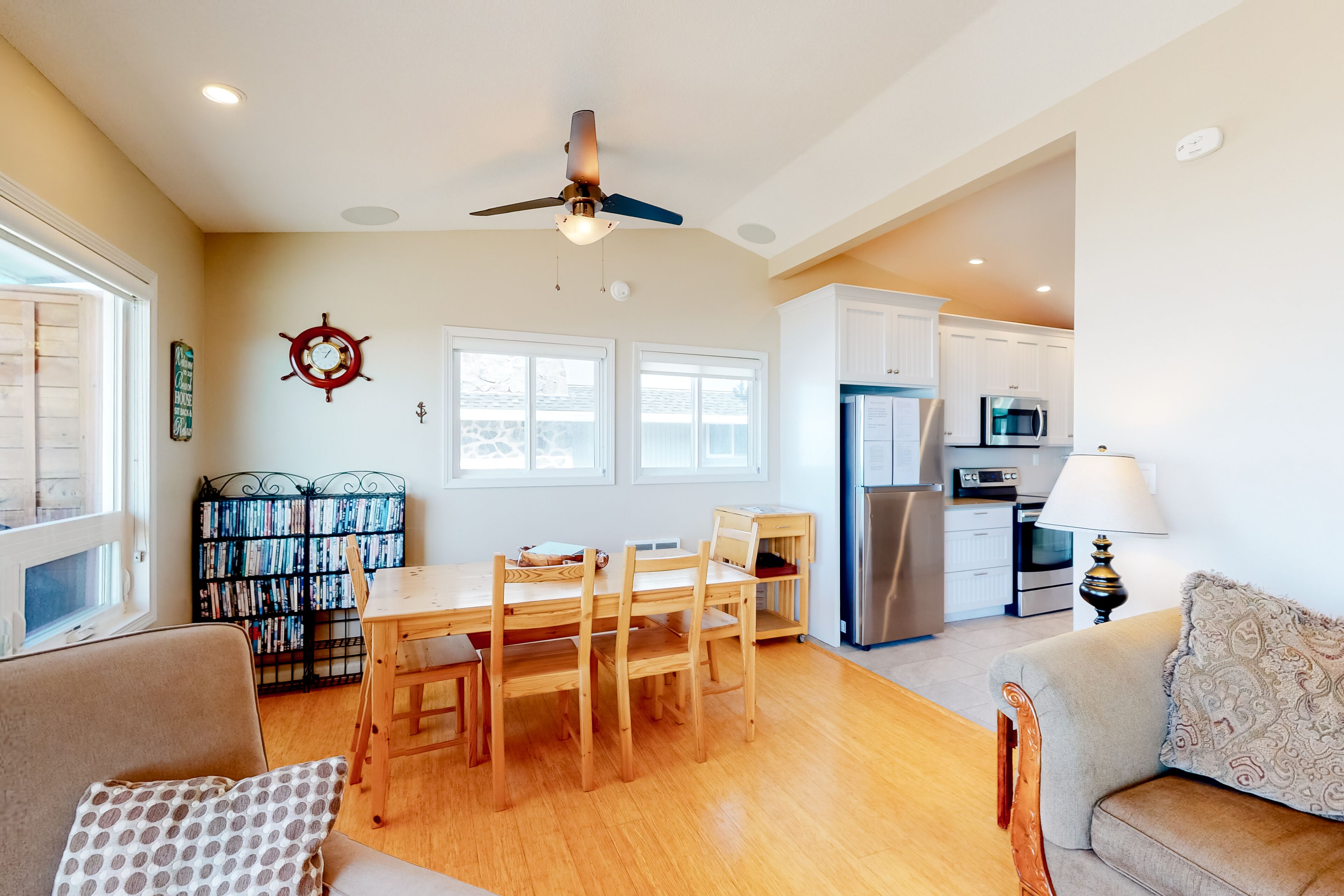 Beachfront home with ocean-facing deck & ocean views throughout - modern kitchen
