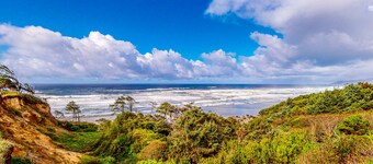 Ocean-view home - private hot tub, outdoor shower, dog-friendly - walk to beach