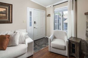 Flat-screen TV, fireplace, offices