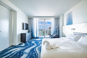 Luxury Suite, 2 Bedrooms, Kitchen, Partial Ocean View | 2 bedrooms, Egyptian cotton sheets, premium bedding, laptop workspace - W Residences Luxury Suites Across from Fort Lauderdale Beach (Fort Lauderdale)