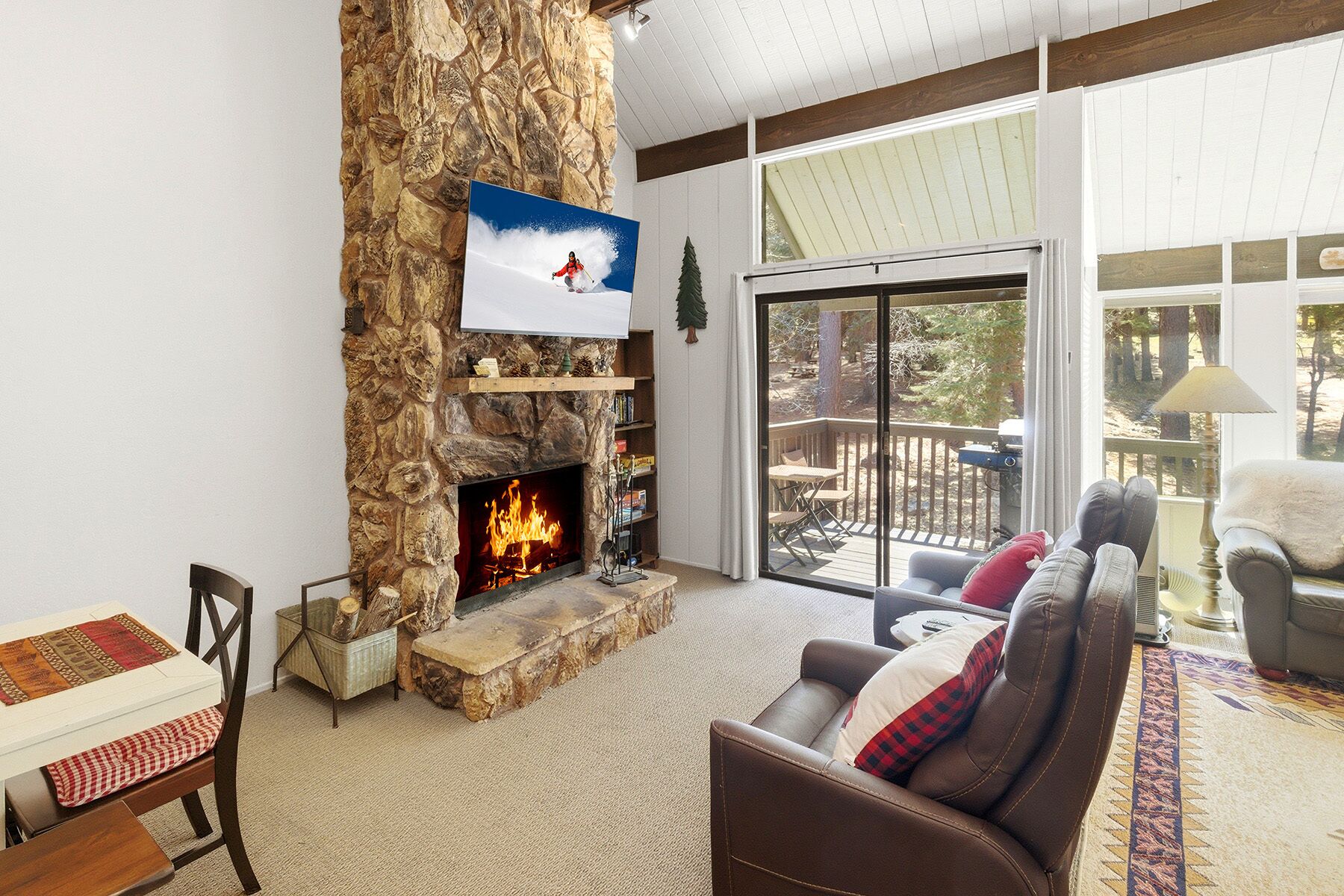 TV, fireplace