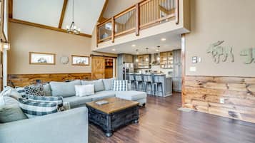 Smart TV, fireplace, video games, DVD player