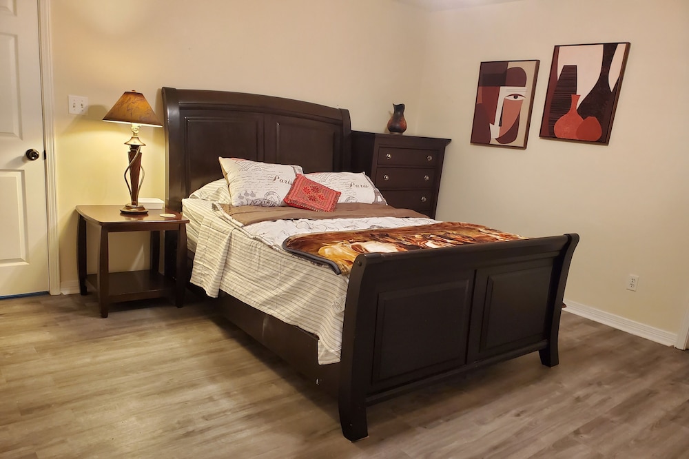 Enjoying luxury master bed room with private hot spa bath tub, walking closet