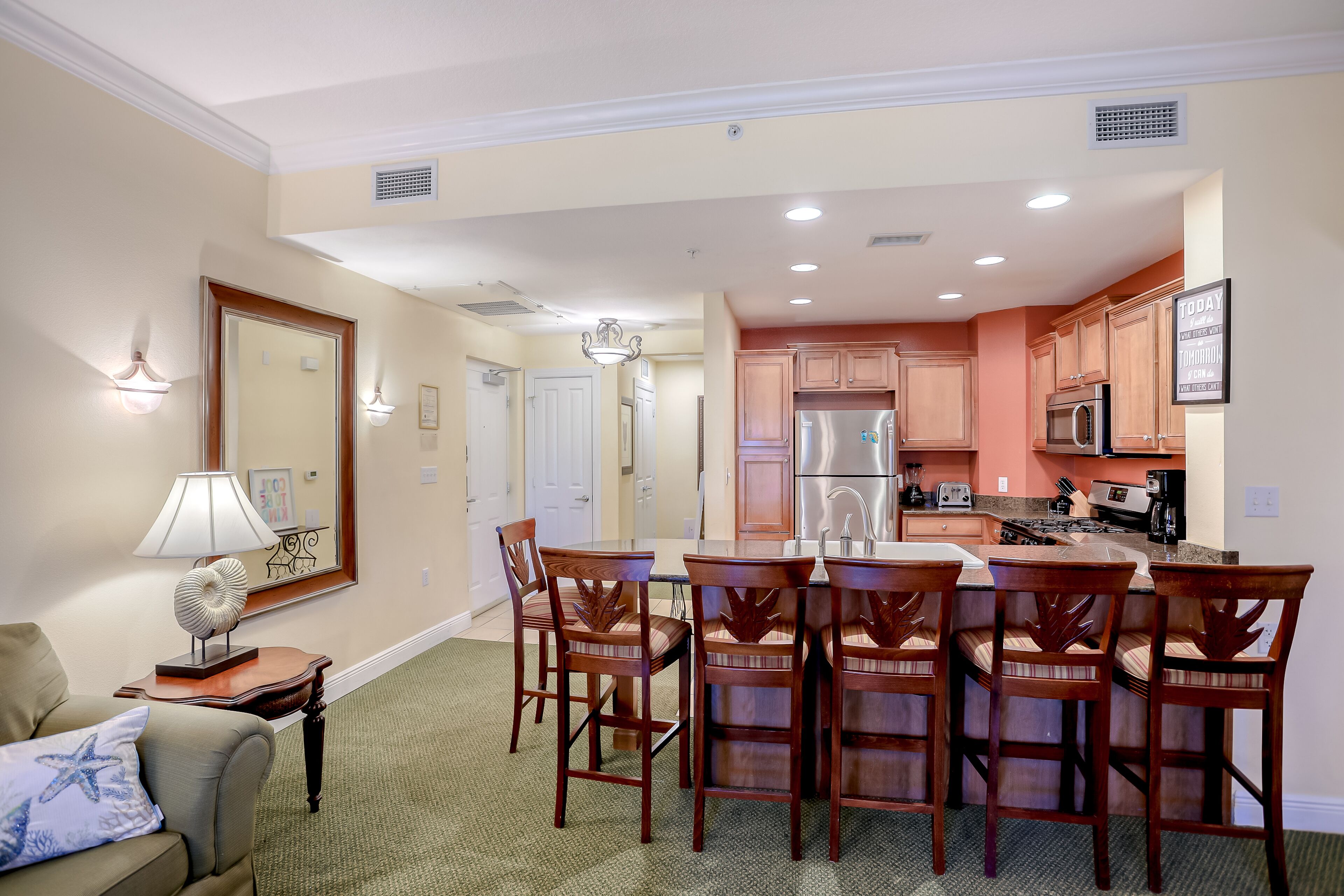Classic golf-front condo with WiFi, central AC, private w/d, and shared pool