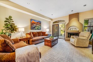 TV, DVD player, books, video library