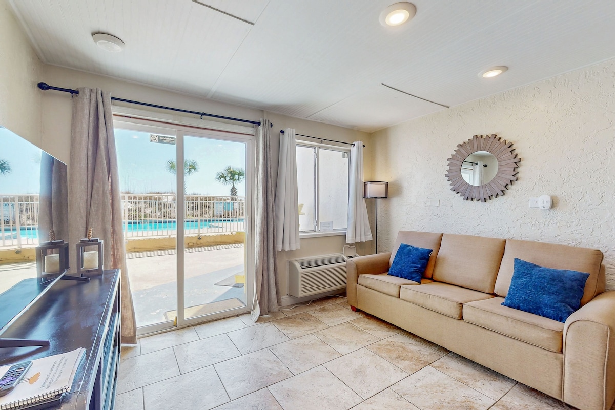 Dog-friendly oceanfront condo with pool access, ocean view, WiFi - walk to beach