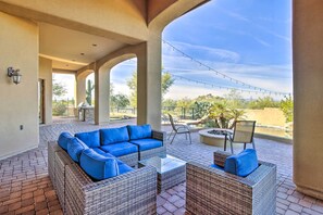 Terrace/patio - Near Golfing: Mesa Villa w/ Outdoor Oasis & Pool! (Mesa)