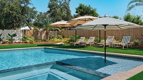 A heated pool - Seagrove Retreat | Heated Pool, Golf Cart + Bikes | Walk to Beach! (Santa Rosa Beach)