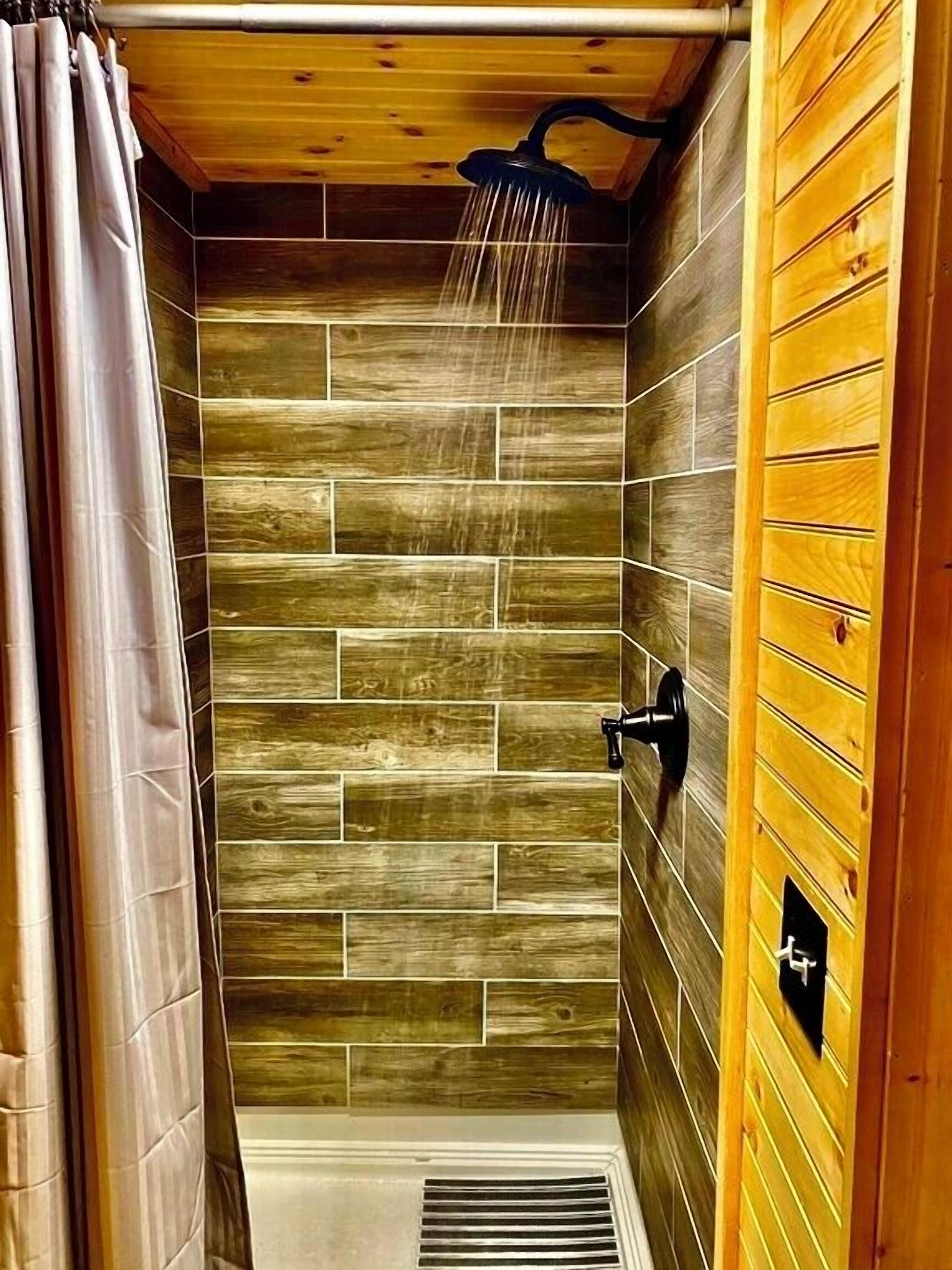 Shower, towels, soap, shampoo